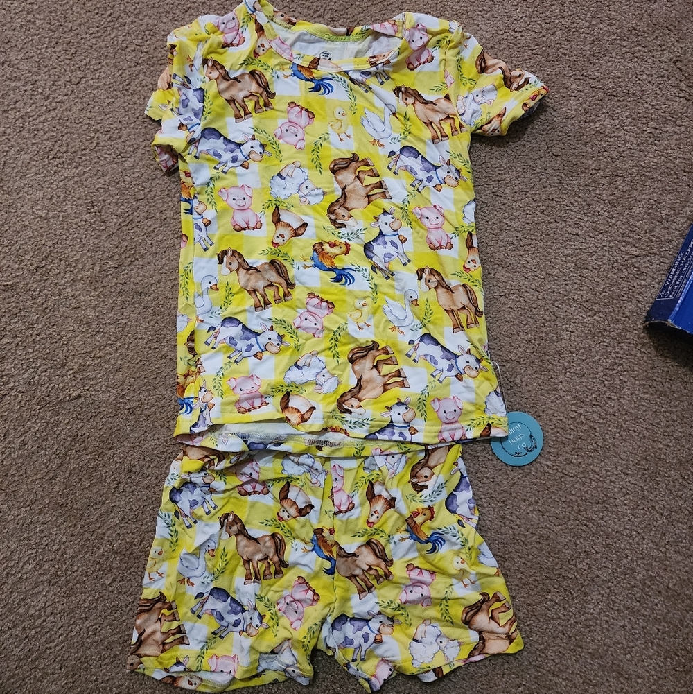 Bonds Yellow Kids Bamboo Pajamas with Animal Print